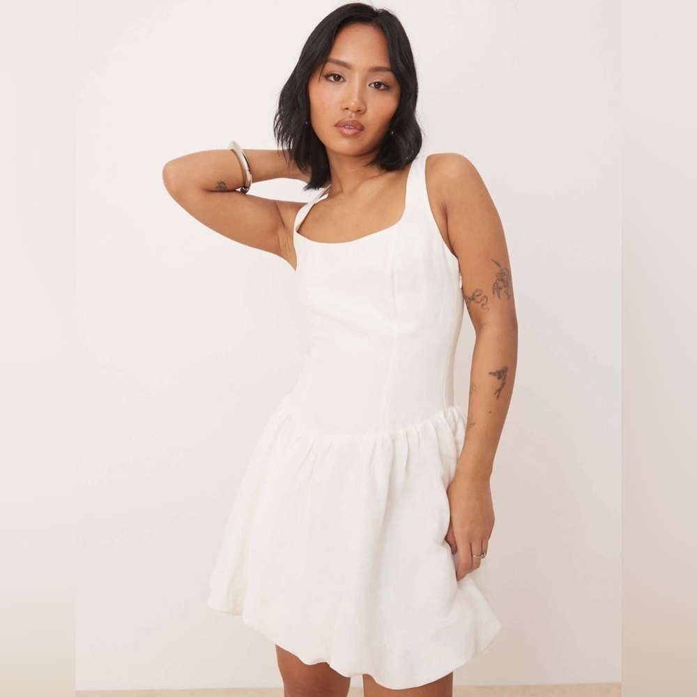 Ever New Square Neck Dropped Hem Mini Dress (Size 8)